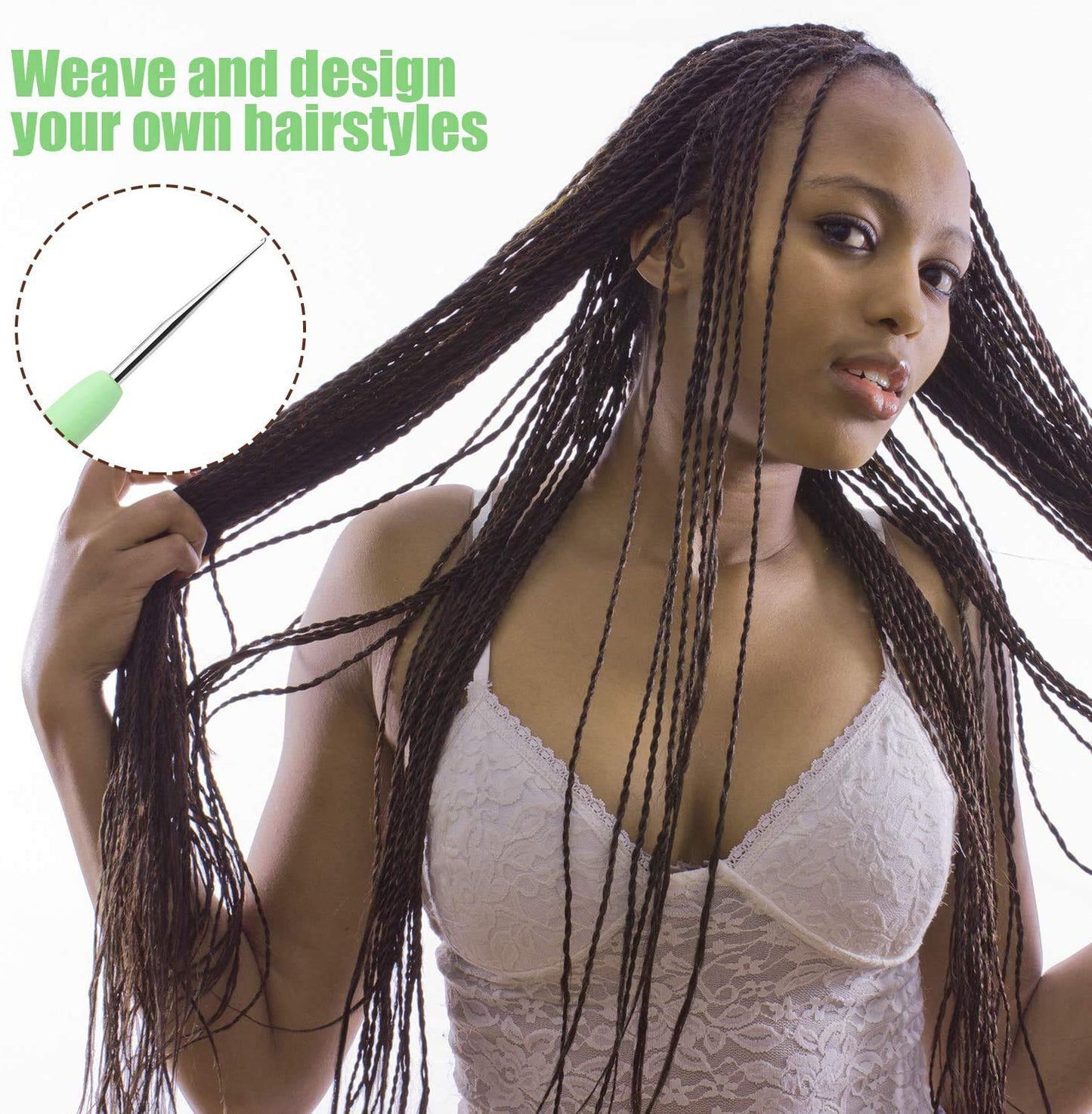 4 Pcs Dreadlock Crochet Hooks for Hair 0.5 mm 0.75 mm Dreadlock Crochet Needle Tools for Locs Braid Hair Weaving Craft Accessories