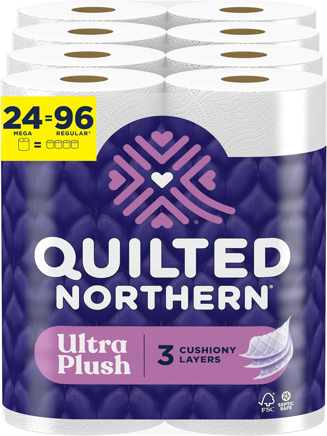 Quilted Northern Ultra Plush Toilet Paper - 6 Mega Rolls | 3X Thicker, 3-Ply Soft Tissue