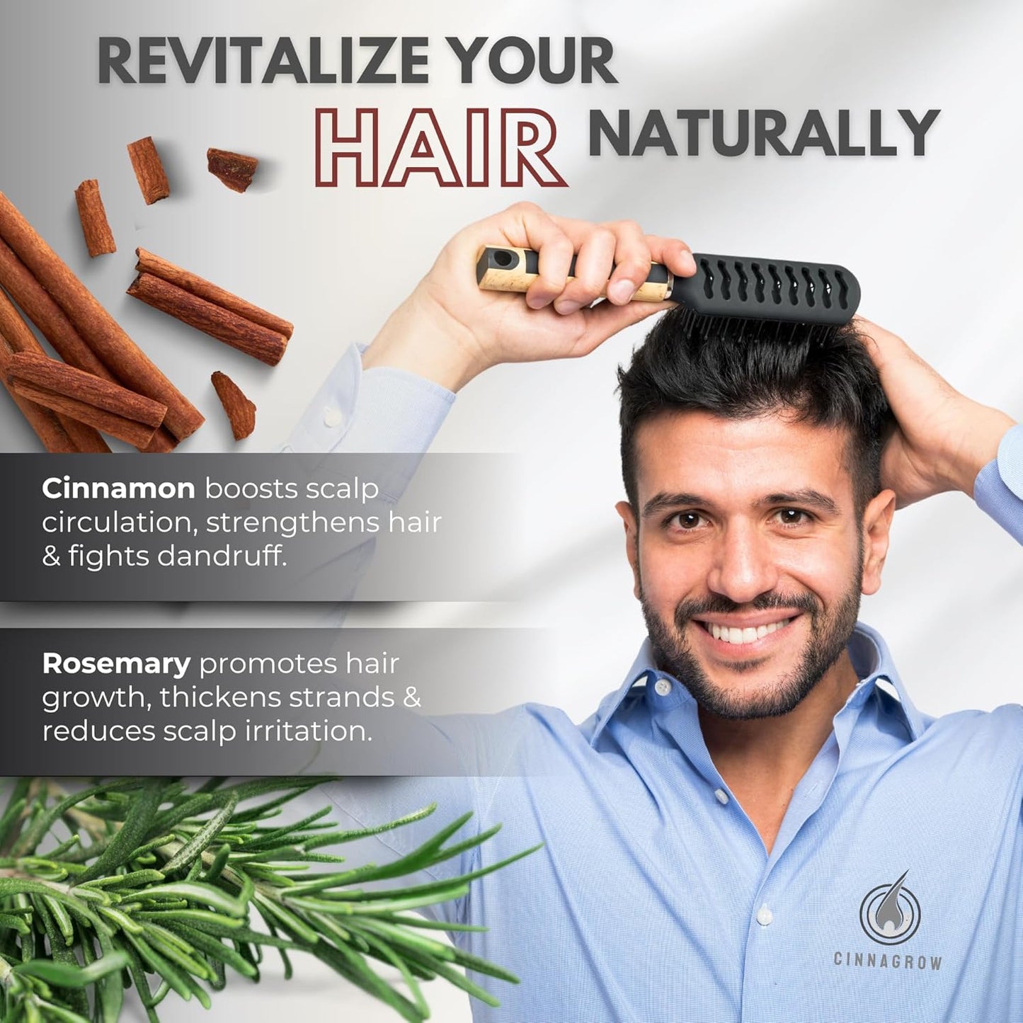 Hair Growth Oil - Rosemary & Cinnamon for Thicker Hair | Nourishing, Lightweight Formula - 60 ml (2 fl oz) with Pump Dispenser