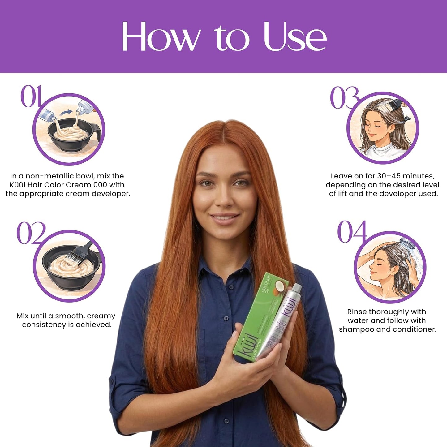 Permanent Hair Color Cream 7.44 Copper Blonde - Coconut Oil & Collagen, Gray Coverage | 3.04 fl oz / 90 ml