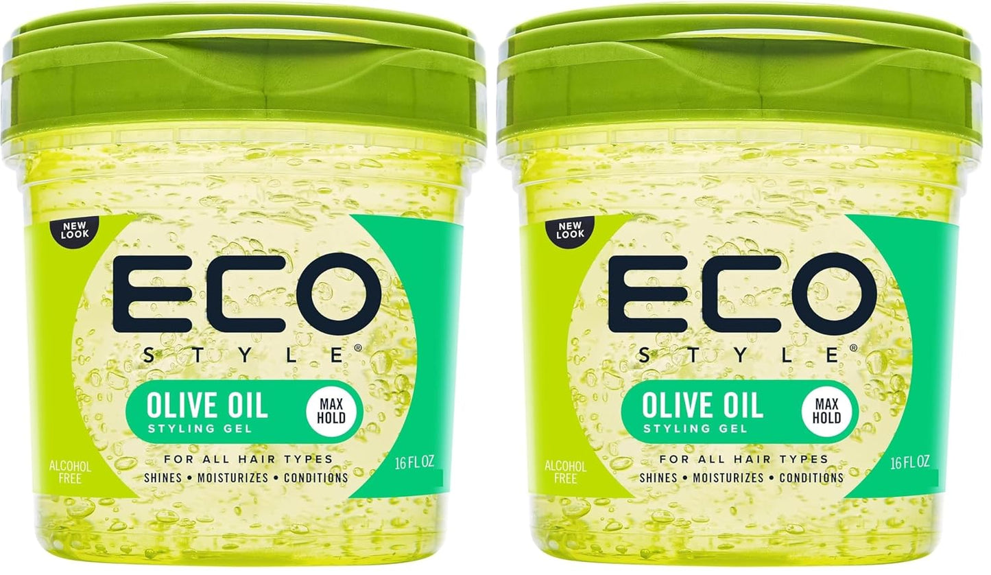 Eco Style Gel Olive Oil - Moisturizing Hair Styling Gel for Shine & Split End Control - 8 oz