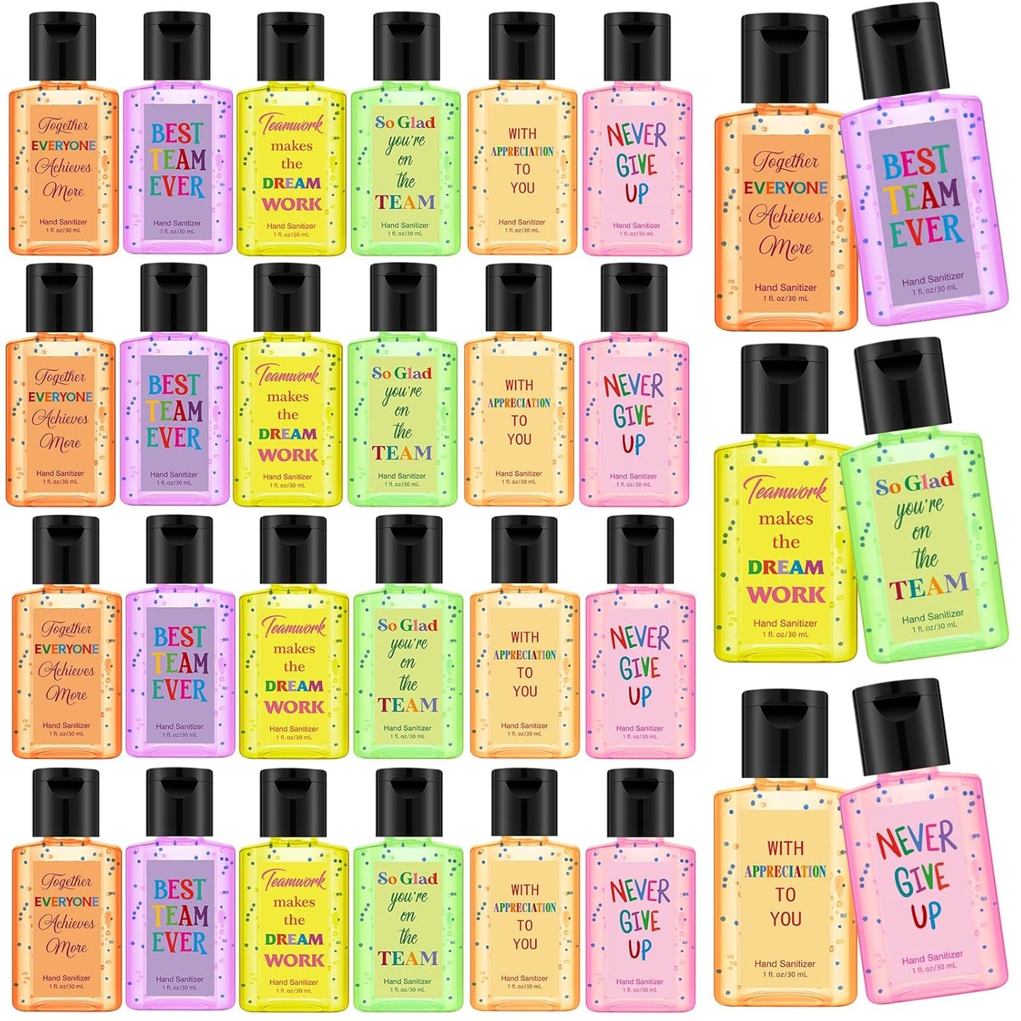 Thank You Mini Hand Sanitizer - 24 Pack Travel Size 1oz | Scented Party Favors for Team Gifts, Teachers, and Coworkers (Black)