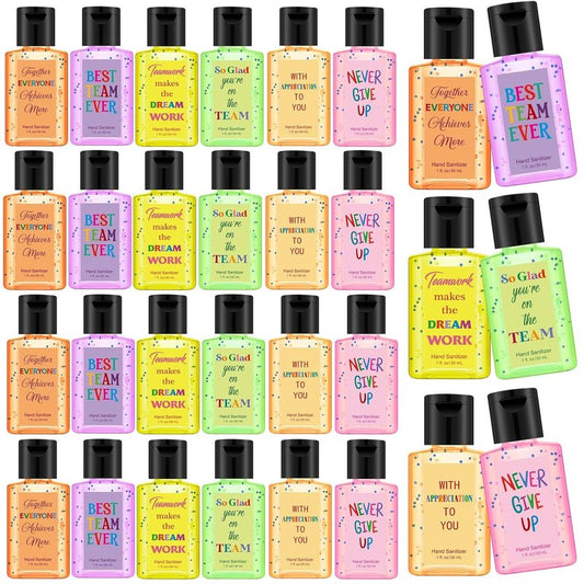Thank You Mini Hand Sanitizer - 24 Pack Travel Size 1oz | Scented Party Favors for Team Gifts, Teachers, and Coworkers (Black)