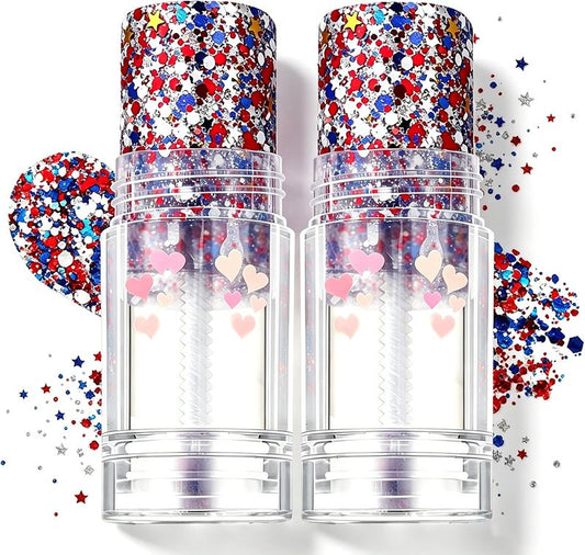 Patriotic Body Glitter Stick - Red, White & Blue Sparkle for Face and Hair | Perfect for Independence Day Celebrations