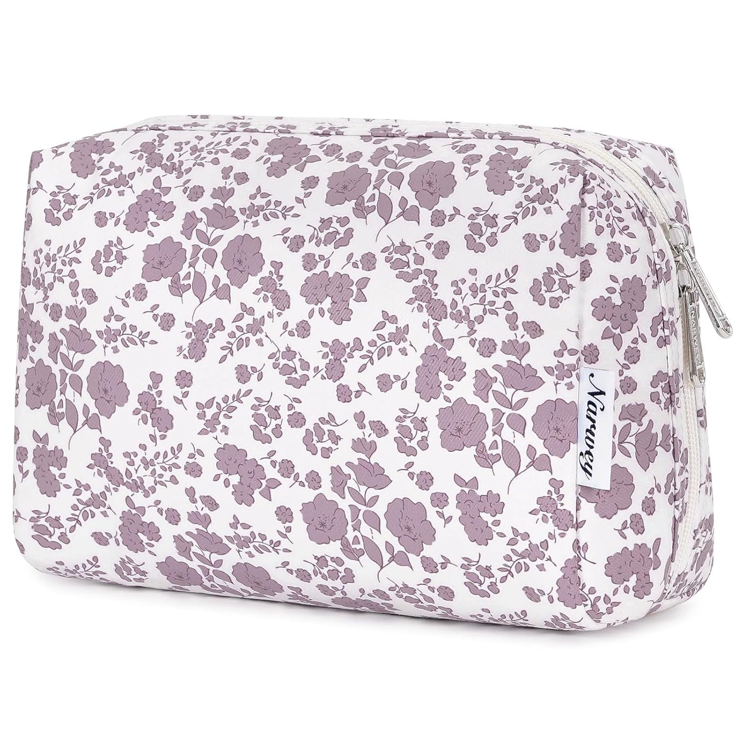 Checkered Makeup Bag - Travel Cosmetic Organizer with Compartments | Large Sky Blue Checkerboard