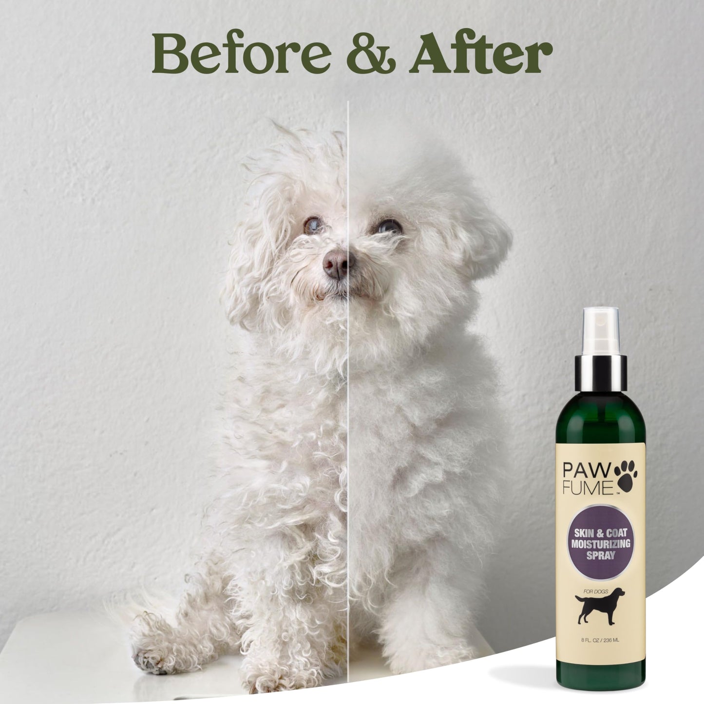 PAWFUME Skin & Coat Detangler Spray for Dogs, 1-Pack – Soothe Dry, Itchy Coats Quickly – Non-Toxic Chamomile & Oat Formula, Essential Fatty Acids & Vet-Certified – Dog Detangler Spray Dematting Care