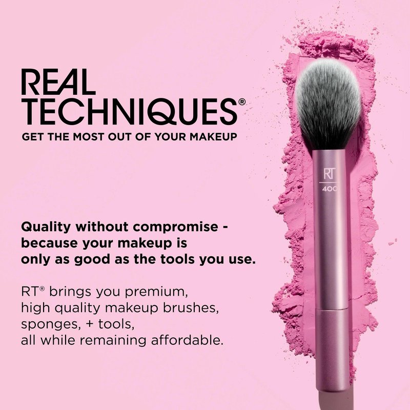 Real Techniques Merry Must-Haves Holiday Gift Set, 4 Piece Brush & Sponge Set for Foundation, Cheeks & Powder, Stocking Stuffer, Gift for Her, Cruelty-Free & Vegan