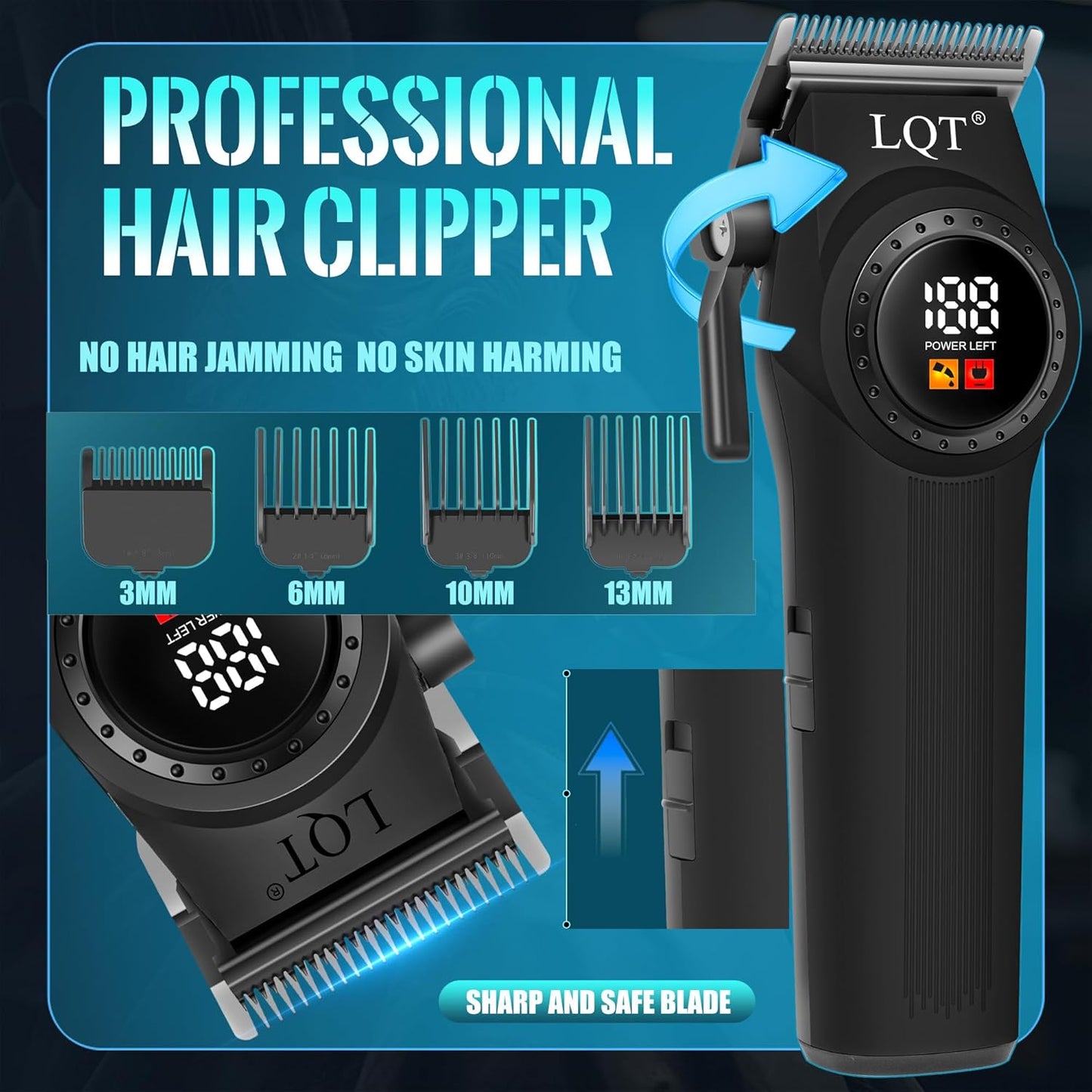 Men’s Grooming Kit - Professional Cordless Hair Clippers & Trimmers Set | LED Display, Adjustable Lever, Multiple Combs