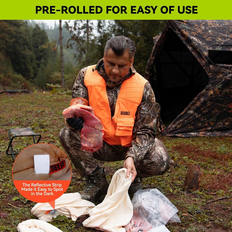 GearOZ Elk Game Bags Hunting Meat Bag 5-Pack Reusable Rolled Heavy Duty Quarter Bags, Durable Hunters' Game Bags Large Enough for Elk/Caribou/Deer/Moose, 48" x4, 28" x1