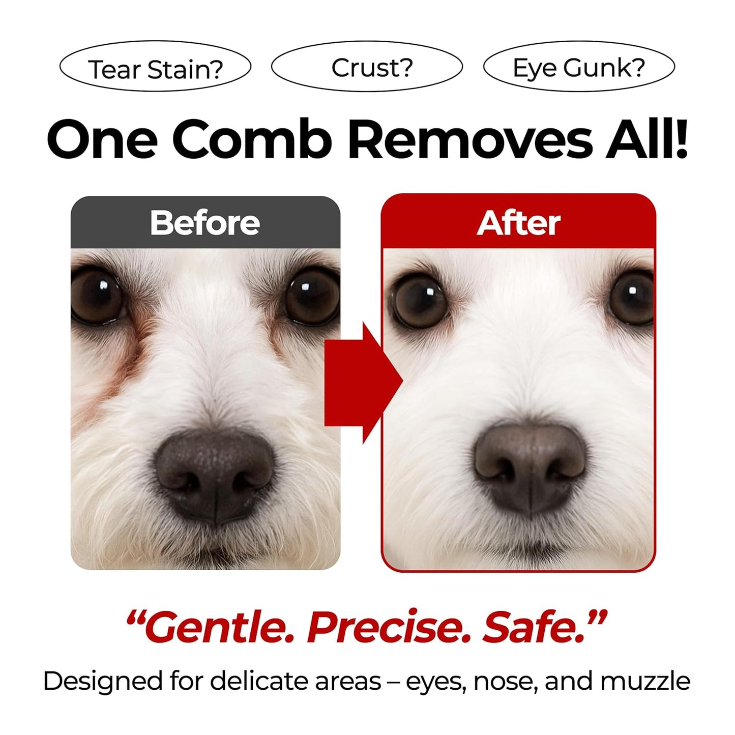 JAYU PET Facial Grooming Comb - Stress-Free Eye Gunk Remover for Dogs & Cats | Pet Facial Brush, Grooming Kit