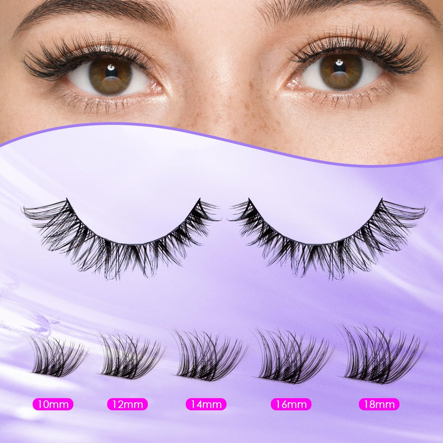 Ocean Pearl Lash Clusters Kit 154pcs,10-18mm manga/anime-inspired lashes clusters,spike-effect cluster lashes,Eyelashes,DIY Cluster Eyelash Extensions kit with lash bond+seal+remover+tweezers-M31+M34
