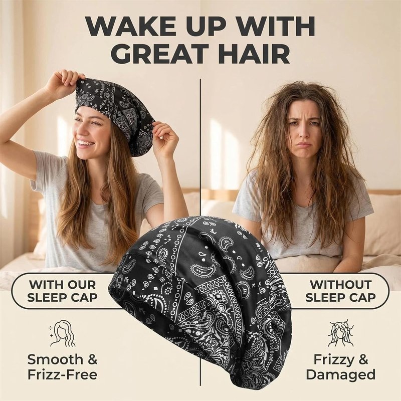 Mulberry Silk Hair Bonnet - Adjustable Sleep Bonnet for Women & Men | Real Silk Lining
