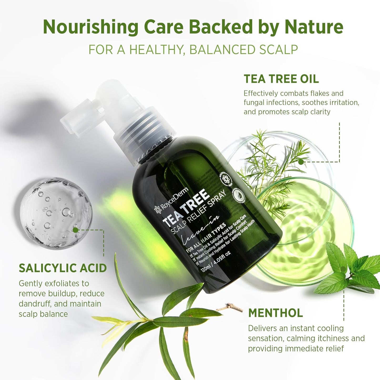 Tea Tree Scalp Relief Spray - Comfort & Hydration for Healthy Hair | Unisex Conditioning Support