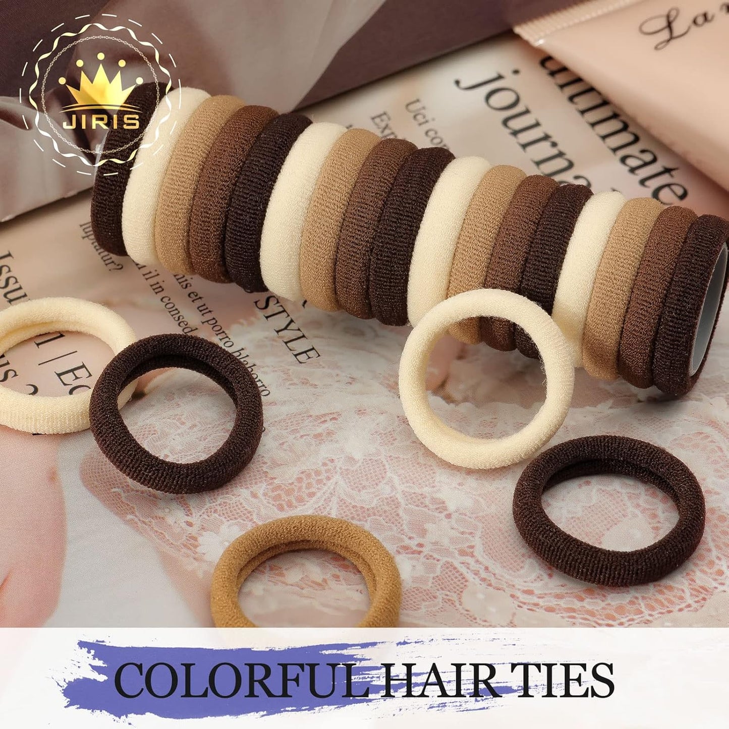 Brown Cotton Hair Ties - 100PCS Thick Elastic Ponytail Holders | No Crease, No Damage for Women & Kids