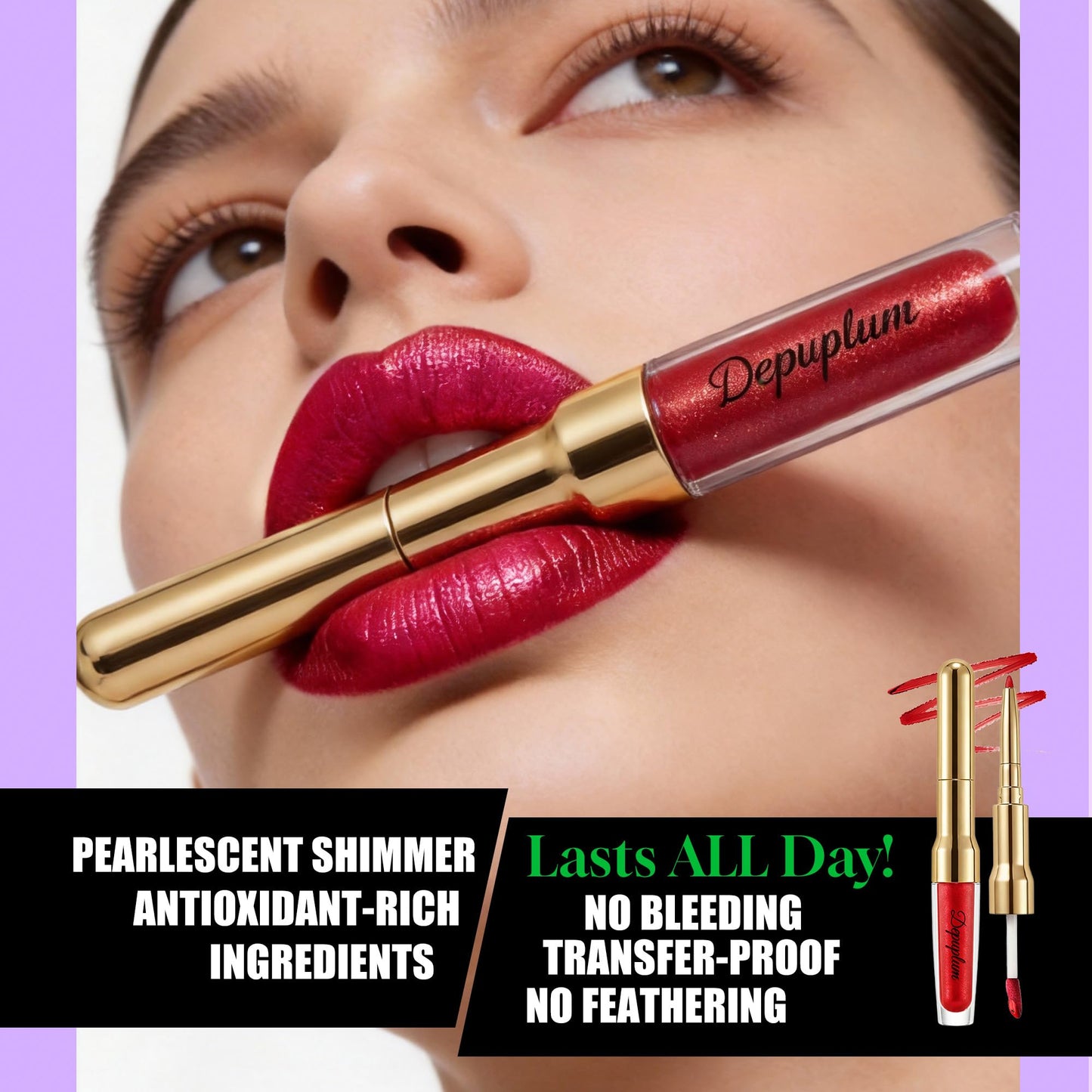 Brown Metallic Lipstick and Lip Liner Combo Glitter Lipsticks for Women