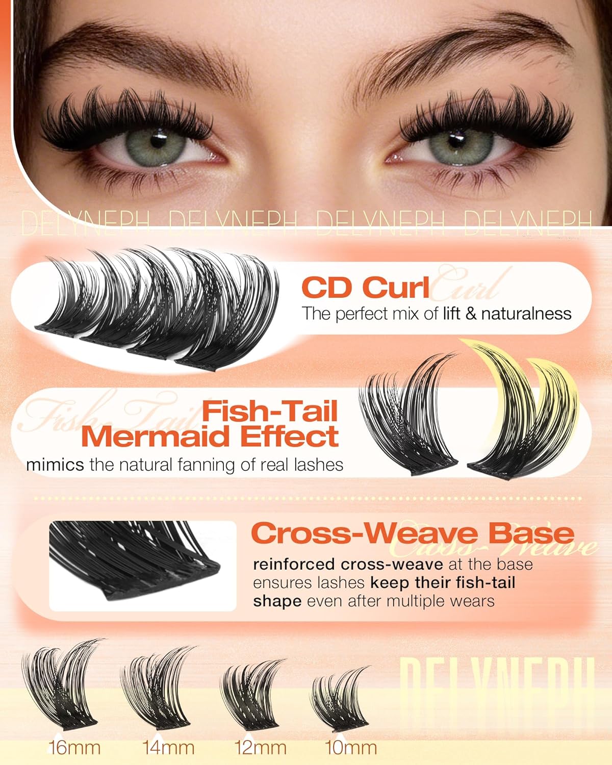 Fluffy Eyelash Clusters - Natural Wispy Manga Lash Extensions | DIY CD Curl 10-16mm Individual Lashes