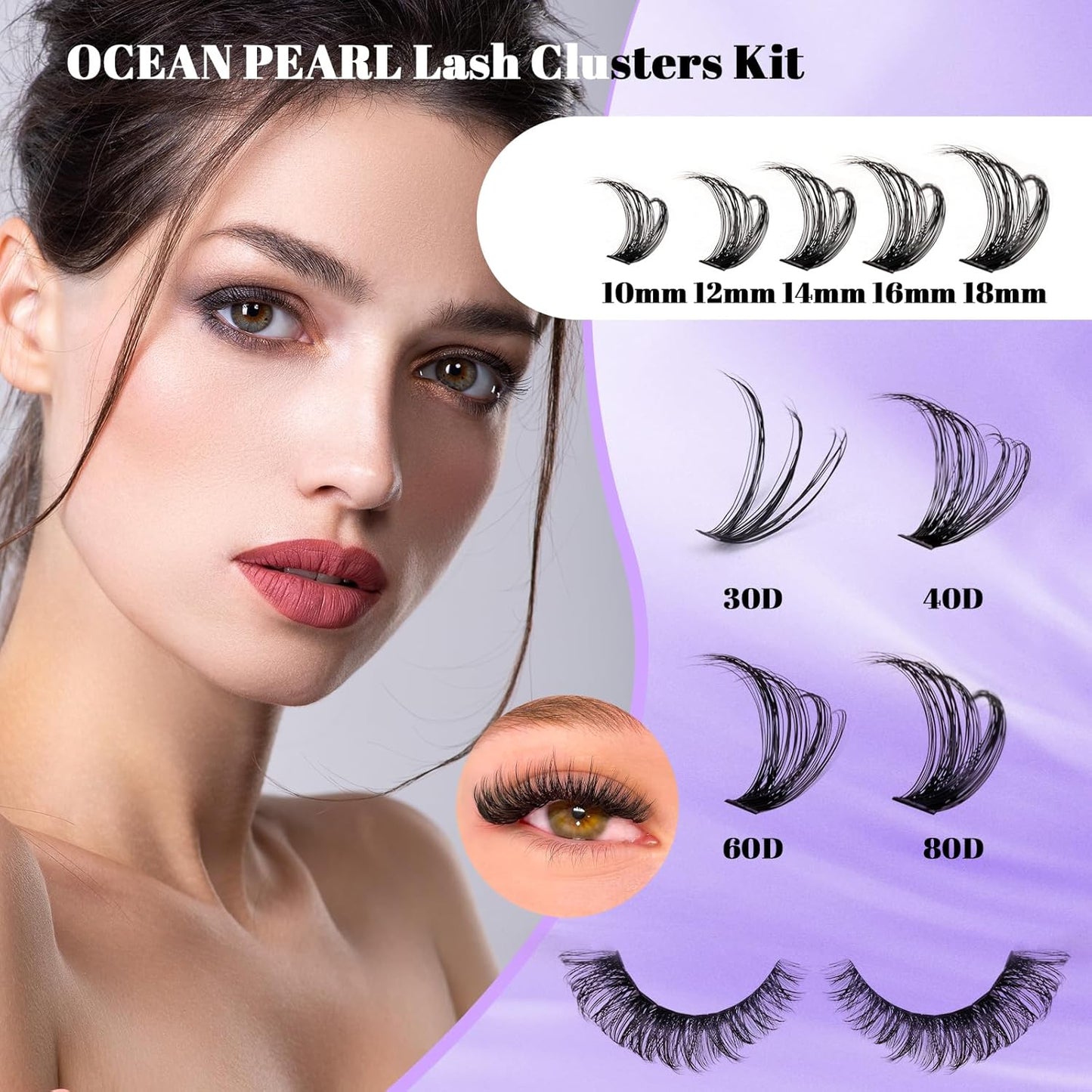 Lash Clusters Kit - 560 Pcs 30D/40D/60D/80D Thick Volume Eyelash Extensions | Individual Lashes 10-18mm with Bond & Seal
