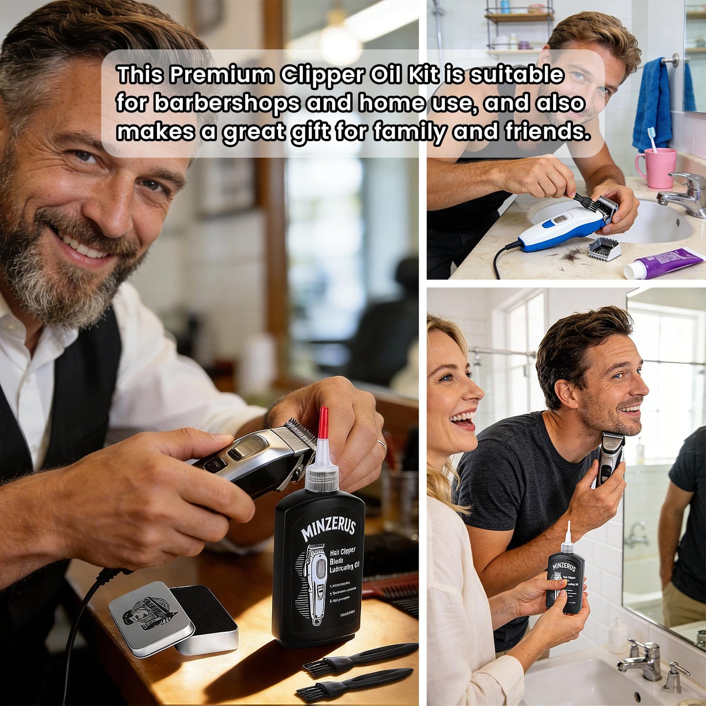 Premium Clipper Lubricating Oil 4.05oz/120ml for Clippers Blade Corrosion & Trimmers, Groomers, Hair Clipper Oil with 2 x Clean Brushes and 1 x Quick Lubrication Box for Barber & Home Use and Gift