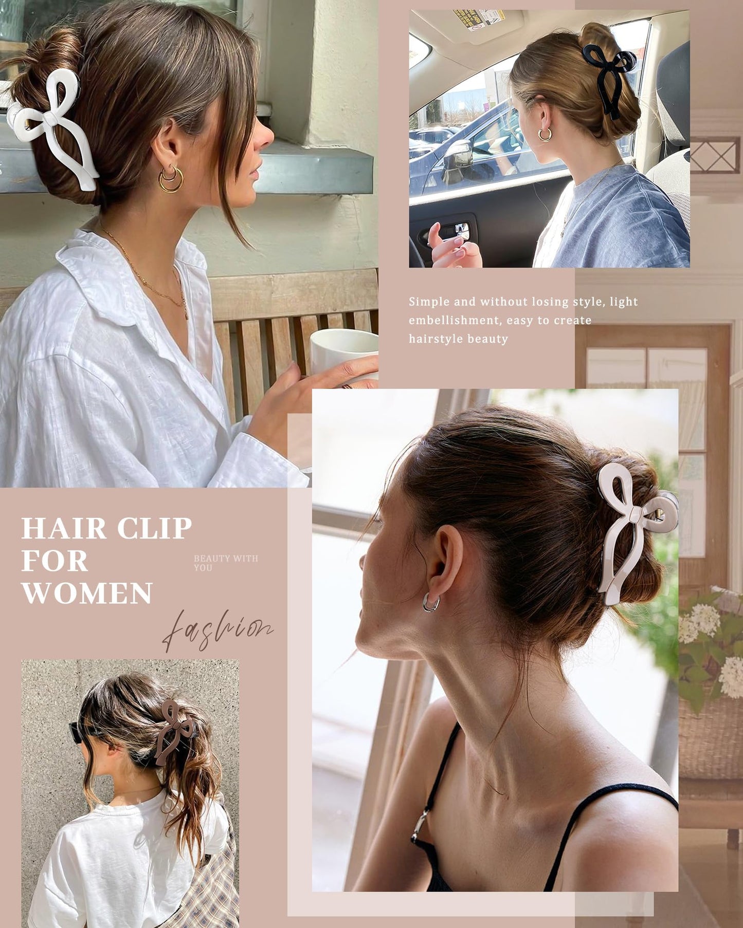 Molans 5Inch Large Hair Claw Clips 4 PCS for Women - Acrylic Hair Accessories for Thick Hair and Long Hair, Big Strong Durable Hair Applique, Oversized Non-slip Rectangle Butterfly Jaw Hair Clips
