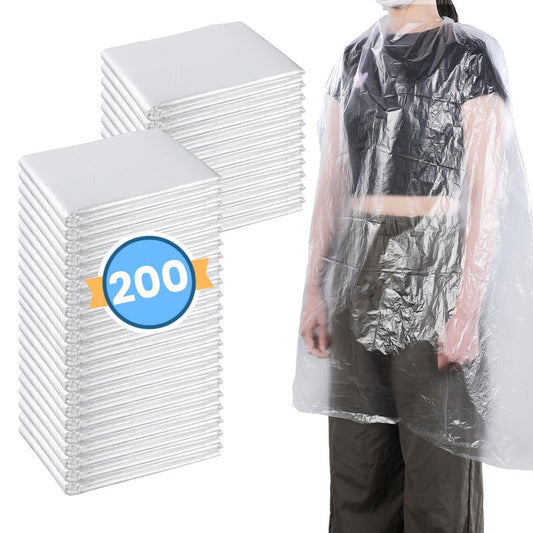 Tobeelec 200 Pcs Disposable Capes Hair Salon, 48 x 36 Inch Disposable Hair Salon Capes, Waterproof Barber Cape, Single Use Shampoo Hair Cutting Cape Dressing Apron for Barbershop & Salon Hairdressing