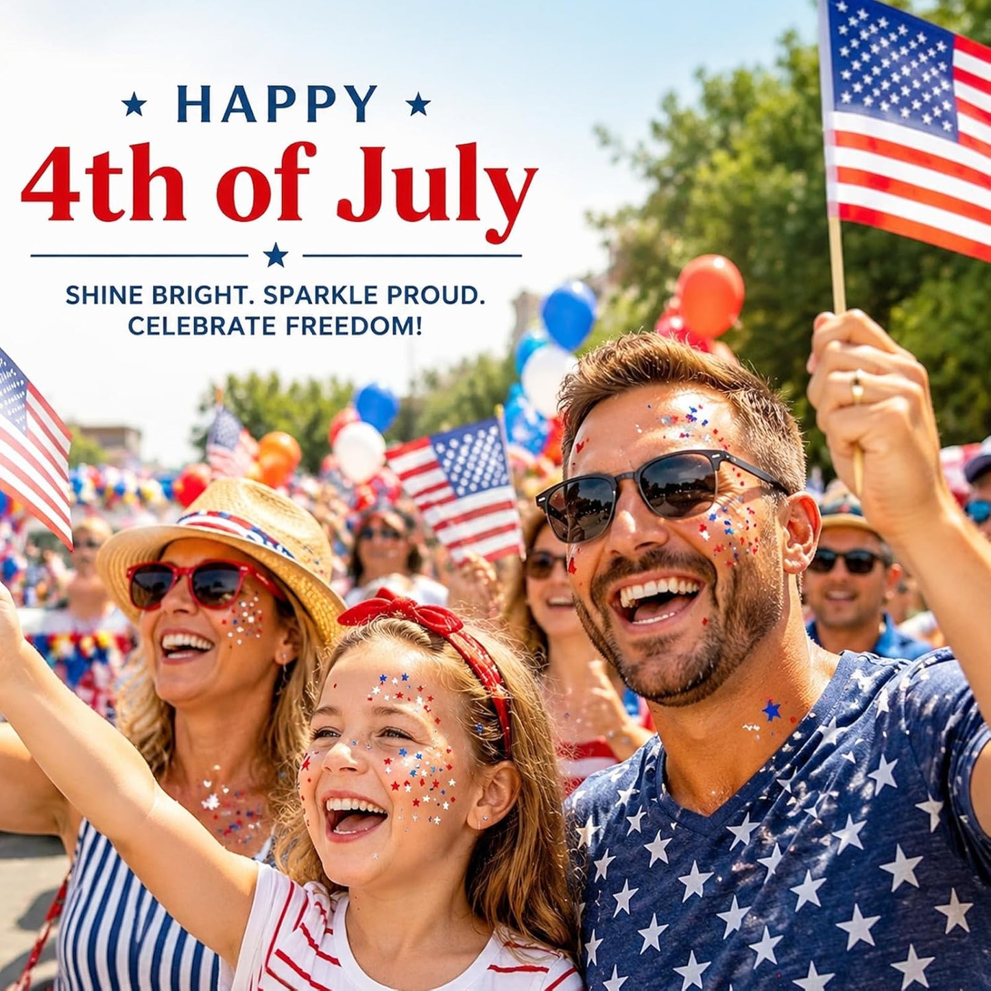 Patriotic Body Glitter Stick - Red, White & Blue Makeup for 4th of July | Perfect for Women & Kids