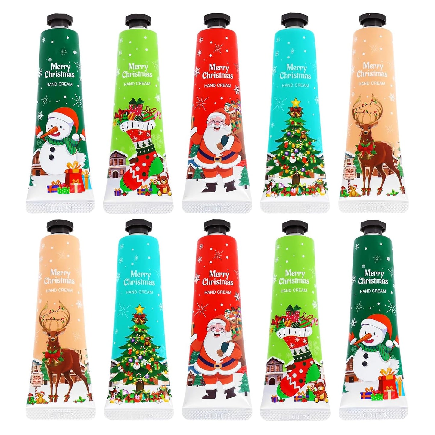 Christmas Hand Cream Set - 10 Pack Mini Lotion for Dry Cracked Skin | Travel Size Moisturizer