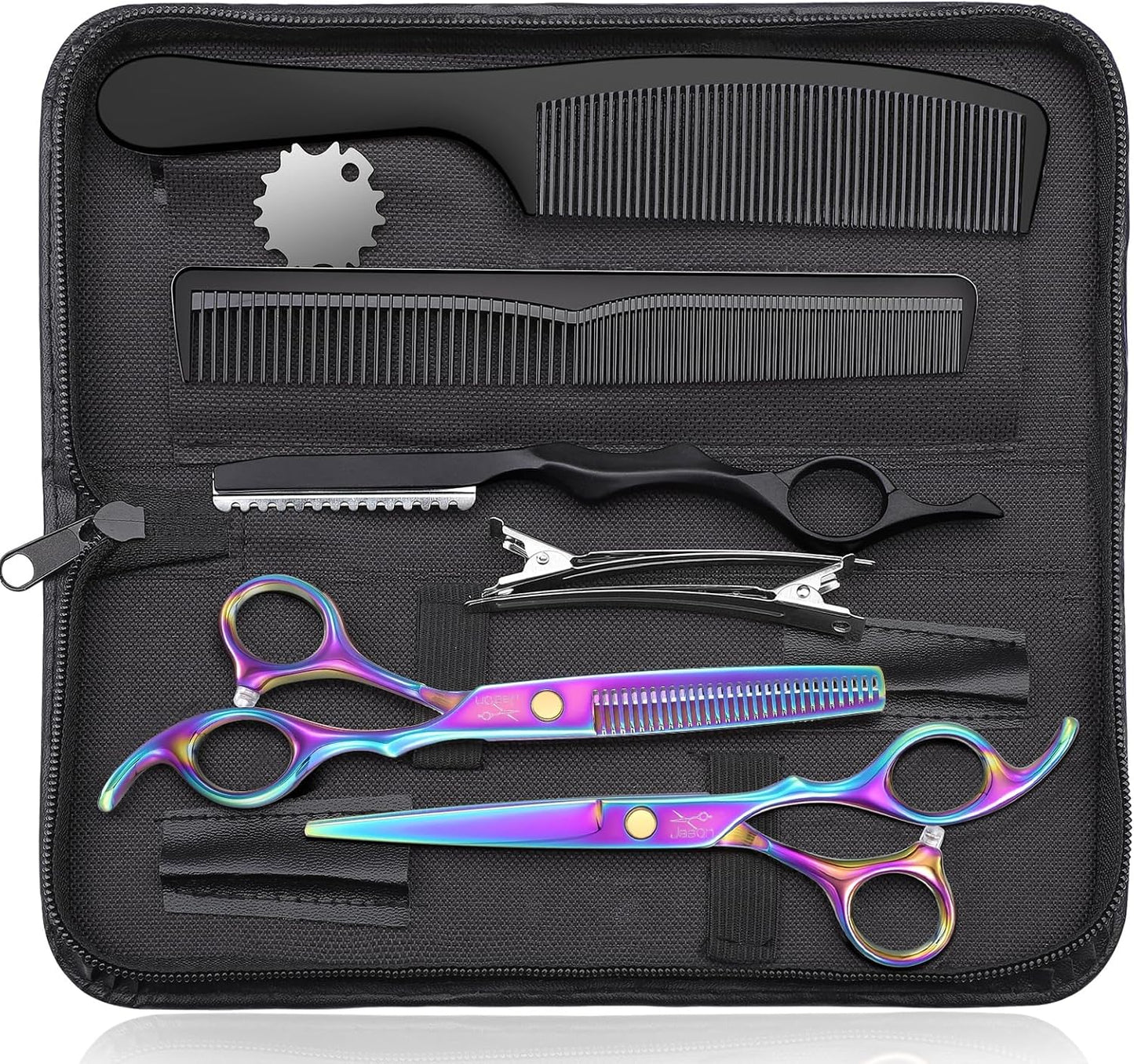Professional Hair Cutting Scissors Set - 10 PCS with Thinning Shears & Straight Shears for Men and Women | Purple