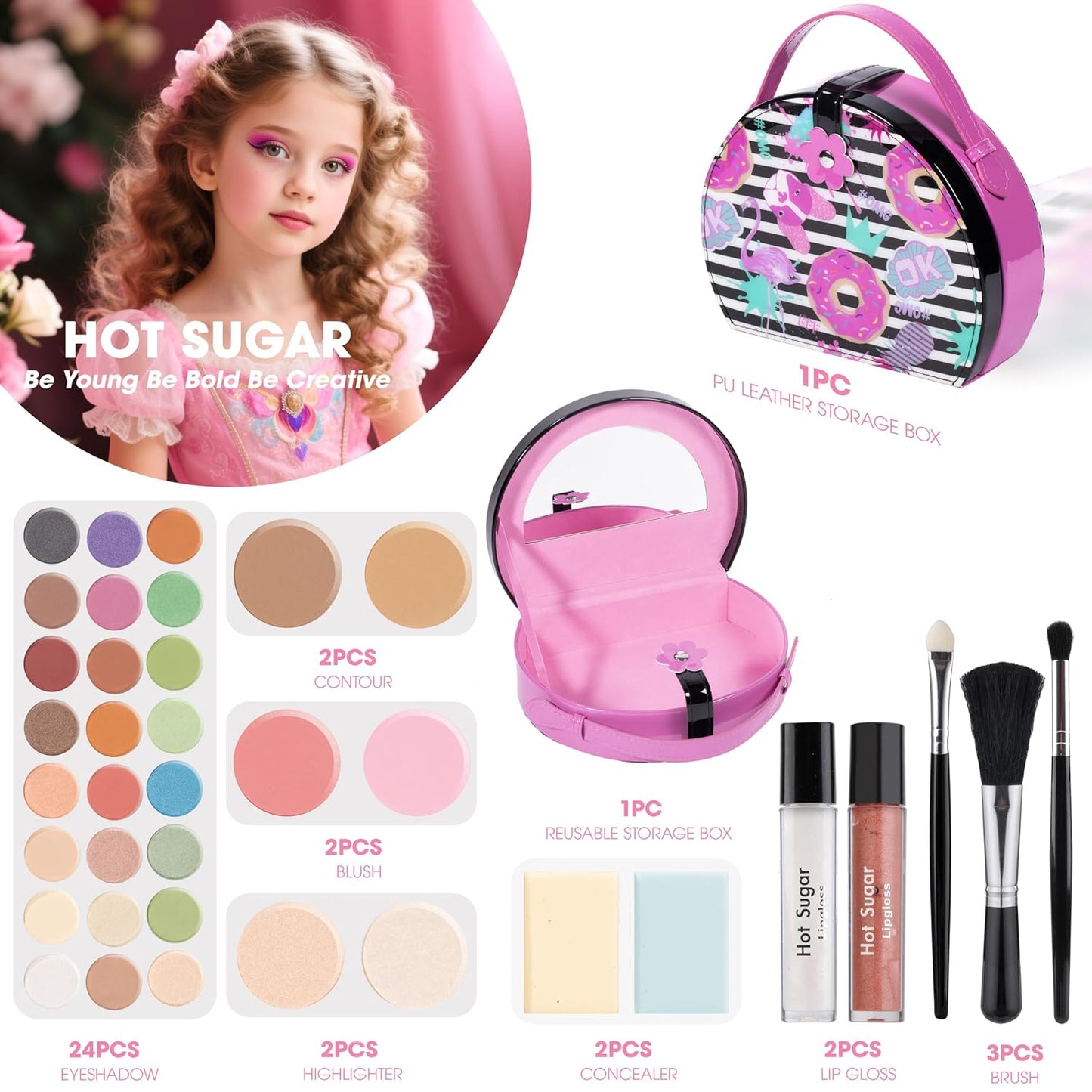 Makeup Kit for Girls - Complete Cosmetics Gift Set for Birthdays & Christmas | Rose Color
