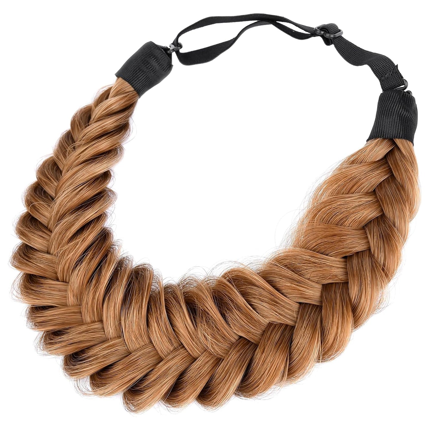 Messy Wide 2-Strand Synthetic Hair Braided Headband - Chocolate Toast | Stylish Hairpiece for Women & Girls
