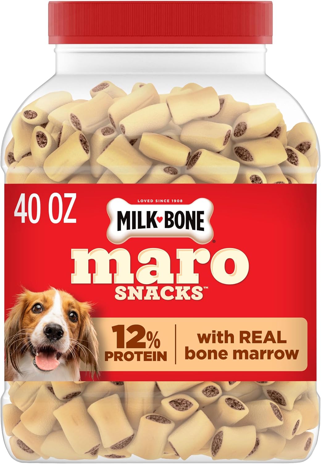 Milk-Bone MaroSnacks Small Dog Treats - Real Bone Marrow, 40 Oz Canister | Delicious & Nutritious
