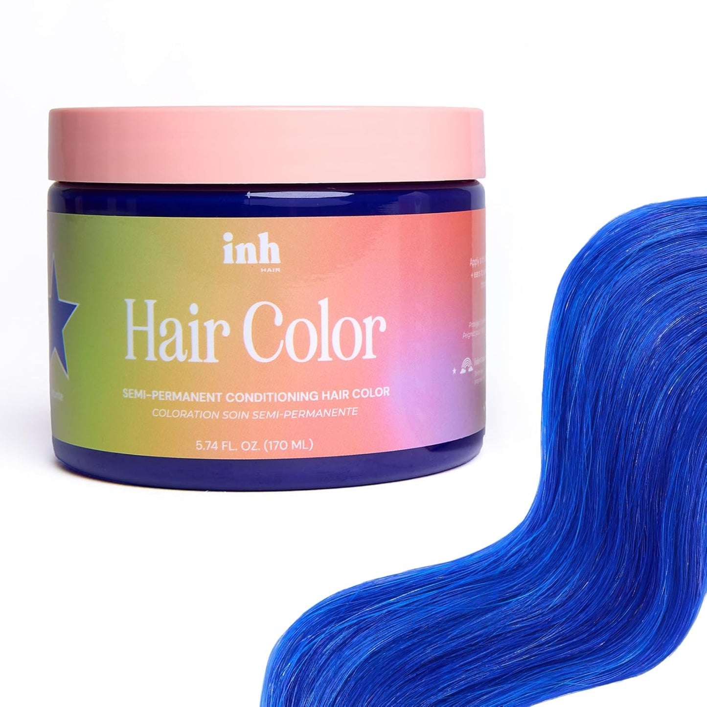 INH Semi Permanent Hair Color - Dark Blue Hair Dye | Vegan Color Depositing Conditioner, 6oz