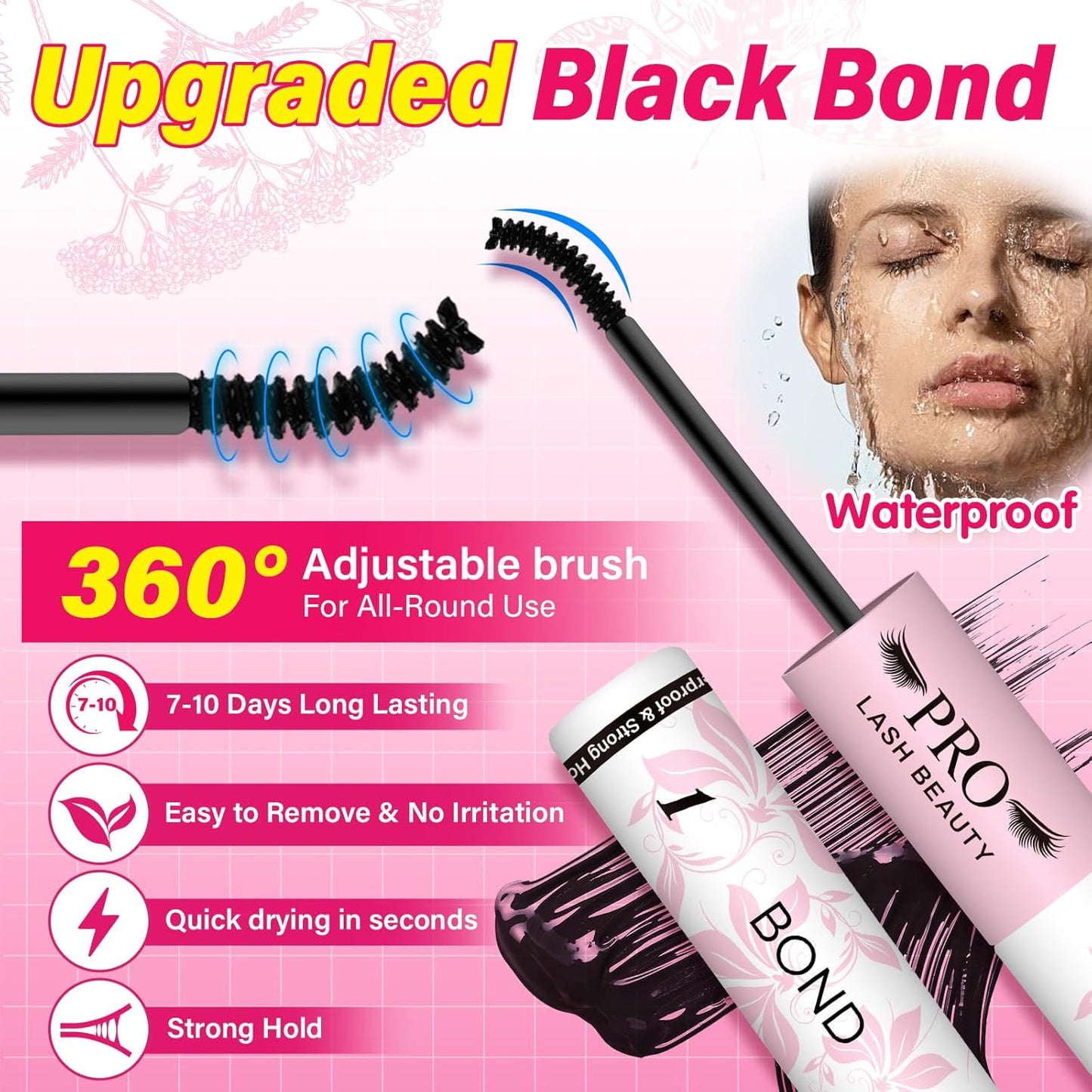 Lash Cluster Glue - Upgraded 2-in-1 Black Bond & Seal for Eyelash Clusters | Waterproof, Long-Lasting (10ml)