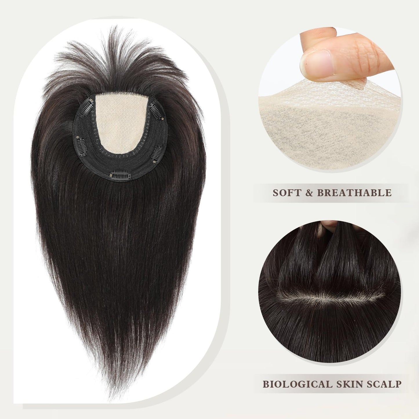 Aimeolyn Hair Toppers for Women Real Human Hair 12inch HairToppers for women With Bangs Natural Skin Scalp Big BaseCover Thinning or Loss Top Pieces Wiglets wig