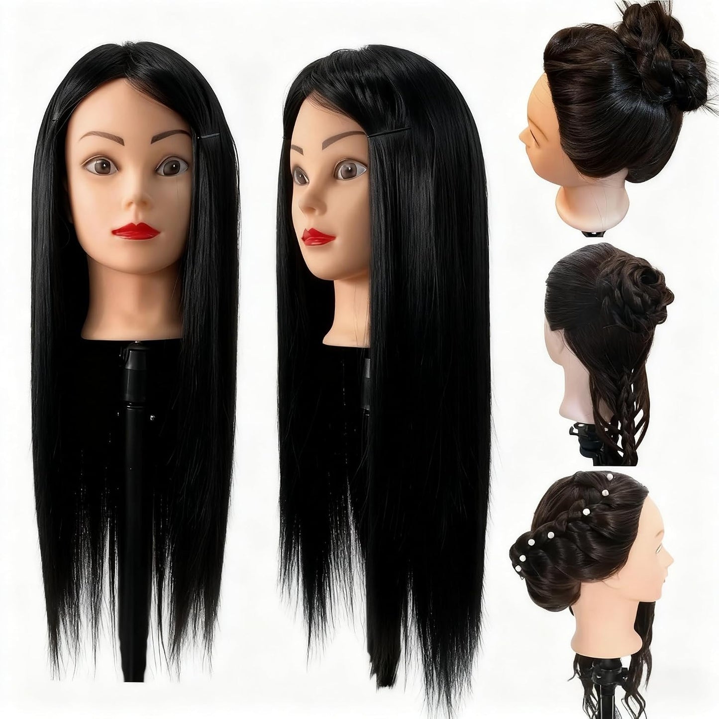 Professional Cosmetology Mannequin Head with Hair - 28" Doll for Hair Cutting, Braiding & Styling Practice