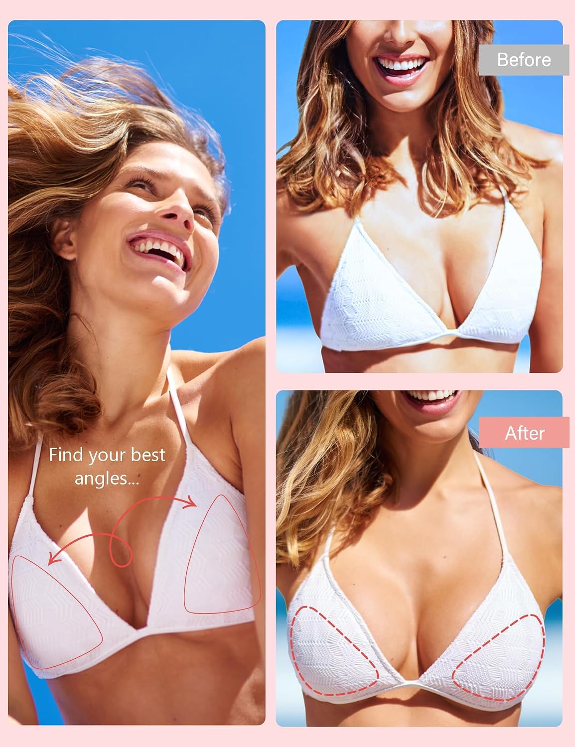 Invisible Push Up Bra Inserts & Nipple Covers - Double-Sided Sticky for Swimsuits, Sports Bras & Wedding Dresses