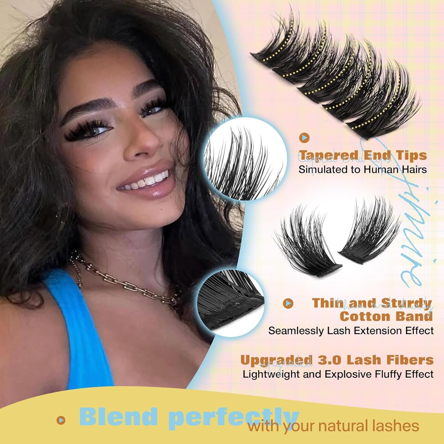 Manga Lash Clusters - Wispy Fluffy Eyelash Extensions | CC Curly 14-18MM, 162 Pcs Pack for DIY Thick Volume