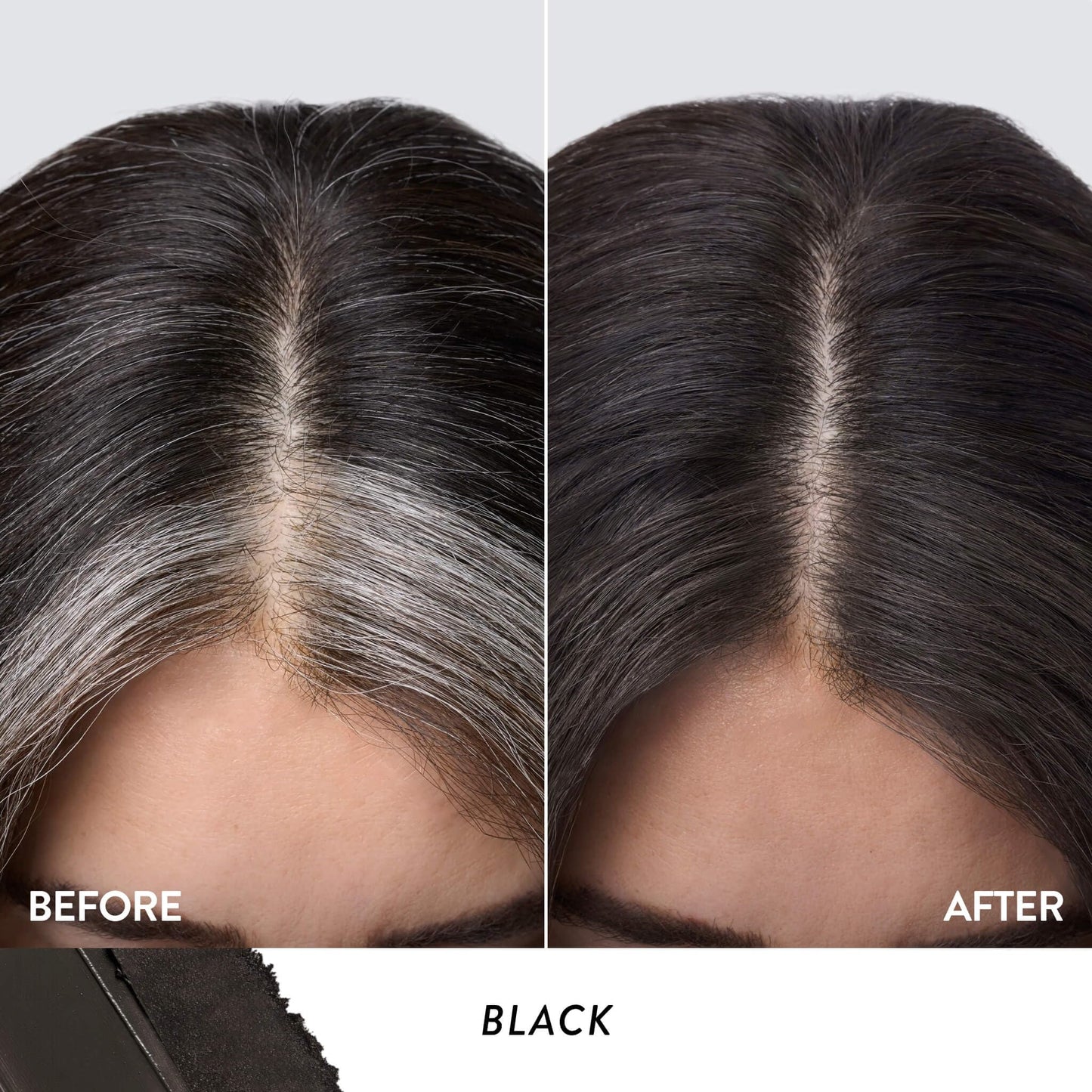 LAURA GELLER NEW YORK Root Touch-Up for Hair & Brows, Instant 100% Gray Root Coverage with Buildable, Transfer-Resistant, 2-in-1 Cream & Powder Formula for Thinning Hair & Sparse Brows - Black