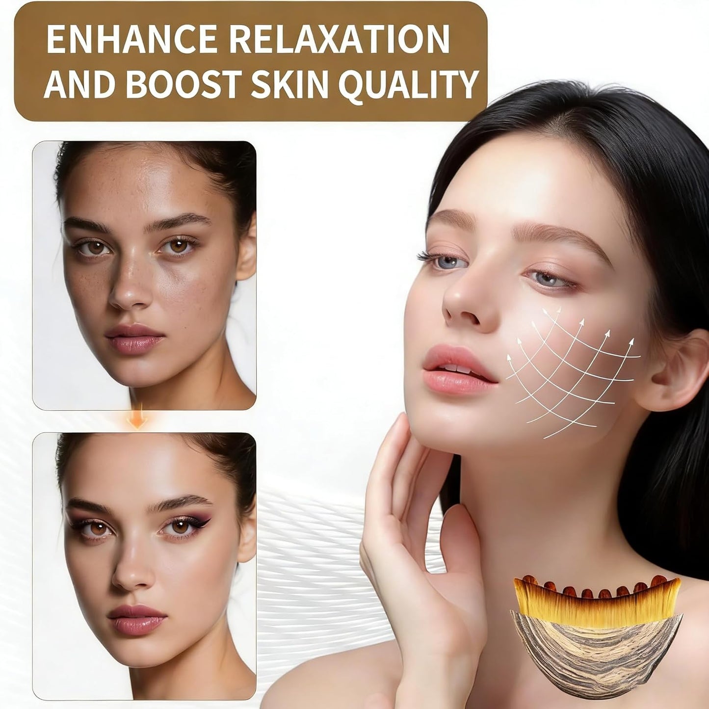 Lymphatic Drainage Massager - Gua Sha Facial Tool for Anti-Puffiness & Double Chin Reduction | Detox Lift for Glowing Skin