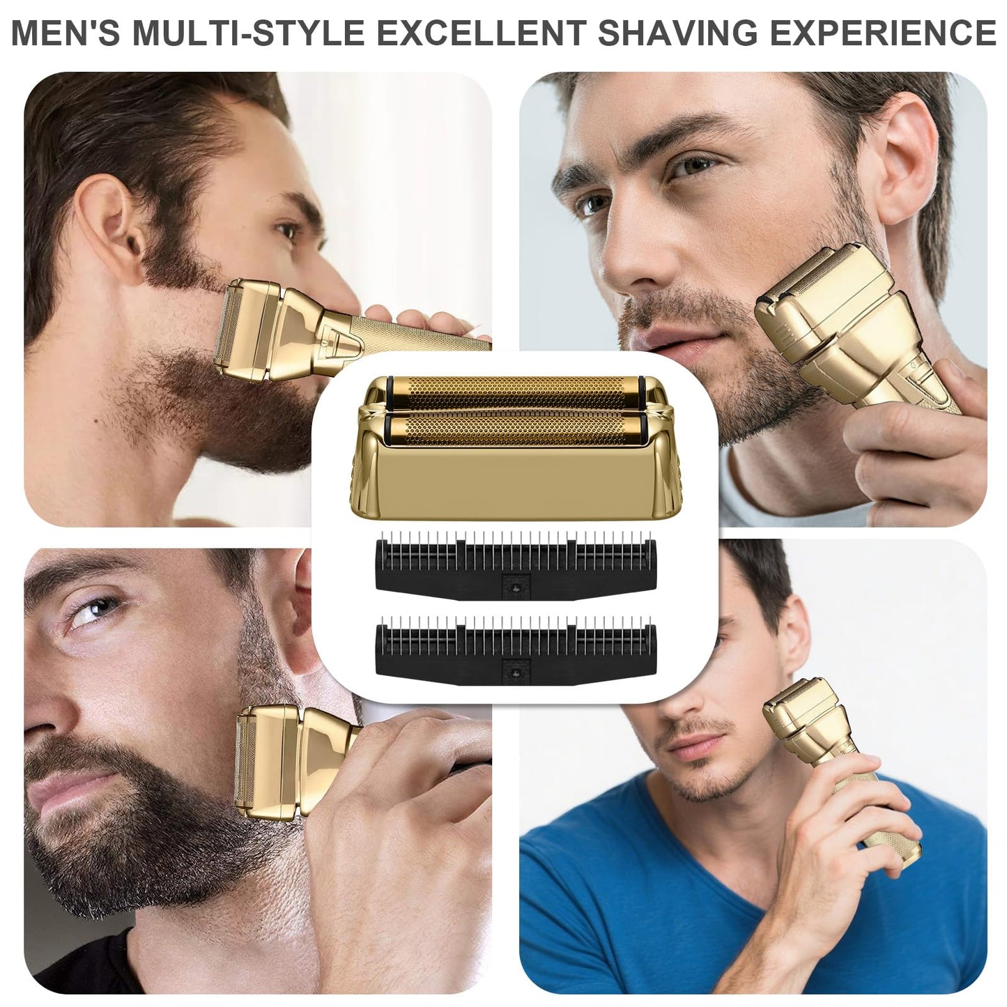 Shaver Replacement Foil and Cutter，Compatible with BaBylissPRO FXONE Double Foil Stick Shaver,Gold