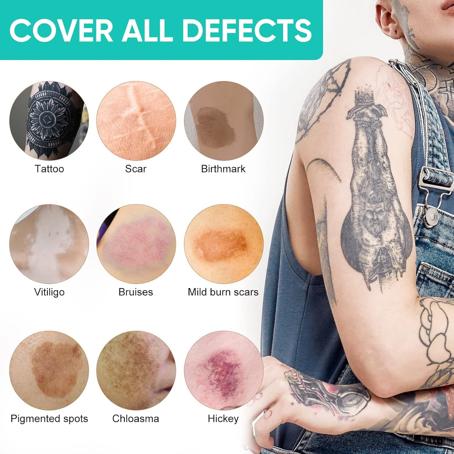 Tattoo Cover Up Makeup - Waterproof Concealer Cream for Scars, Vitiligo & Dark Spots | 2 Color Options