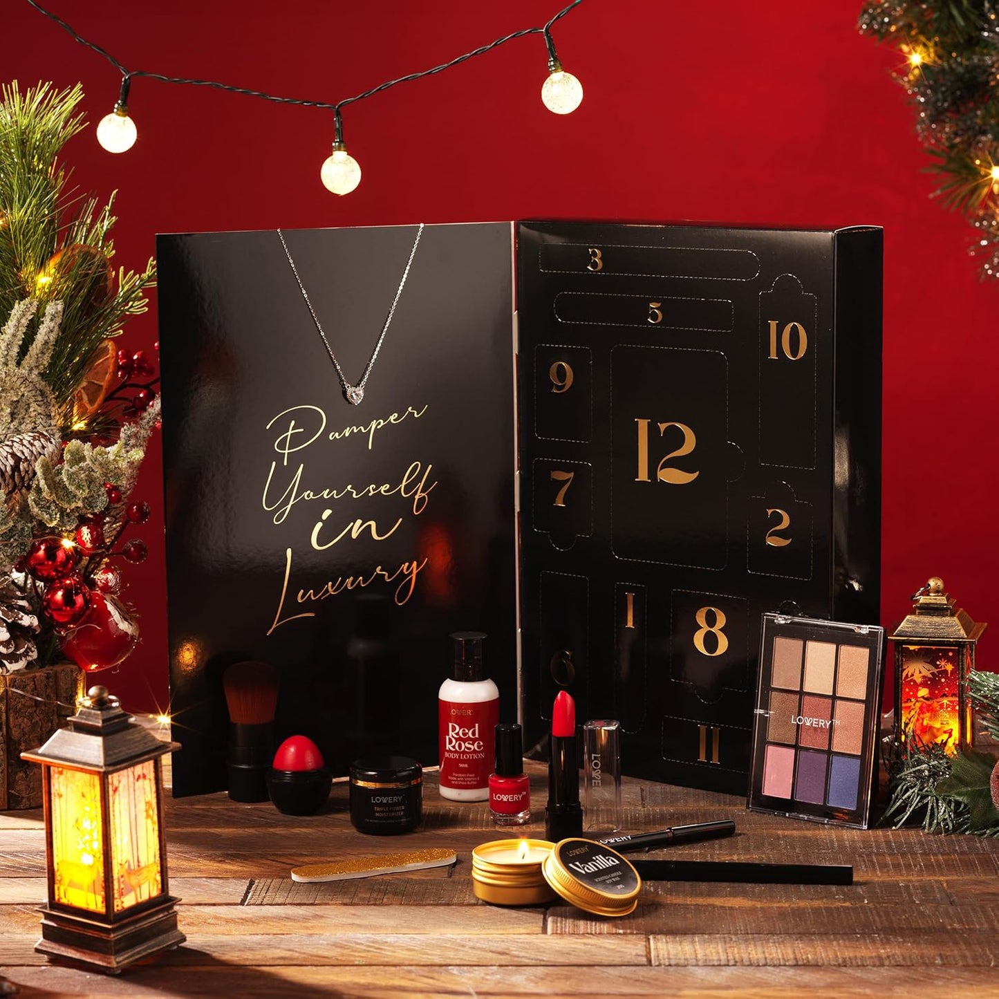 Beauty Treasures 12-Day Makeup Gift Set - Unique Birthday Gifts for Her with Skincare & Makeup Surprises