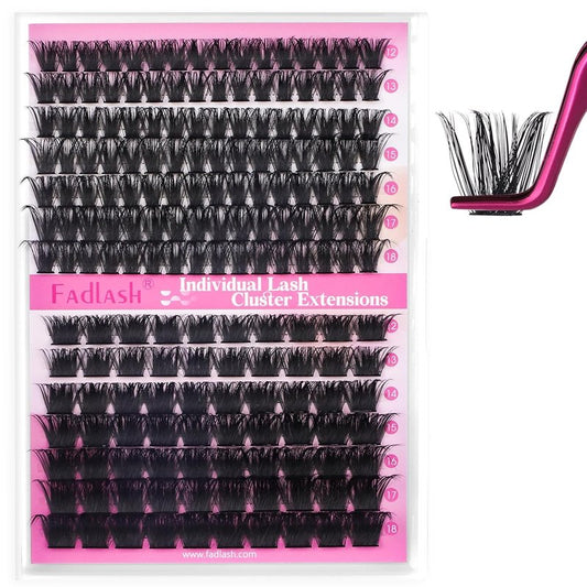 Cluster Lashes - D Curl Wispy Individual Eyelash Extensions for Natural Look | Reusable Fluffy DIY Kit (12-18mm Mix)