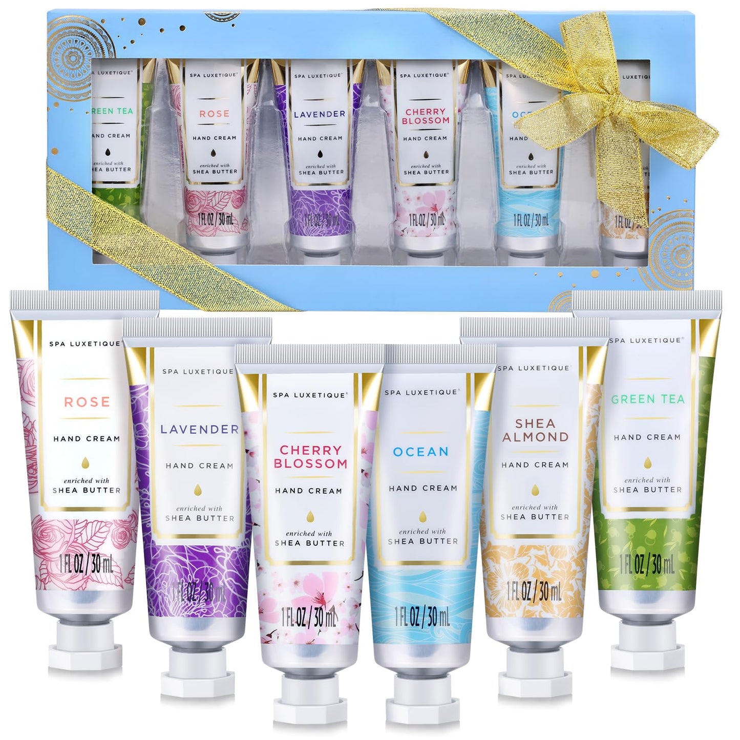 Hand Cream Gift Set for Women - Mini Moisturizing Lotion for Dry Hands | Travel Size 6 x 1 OZ