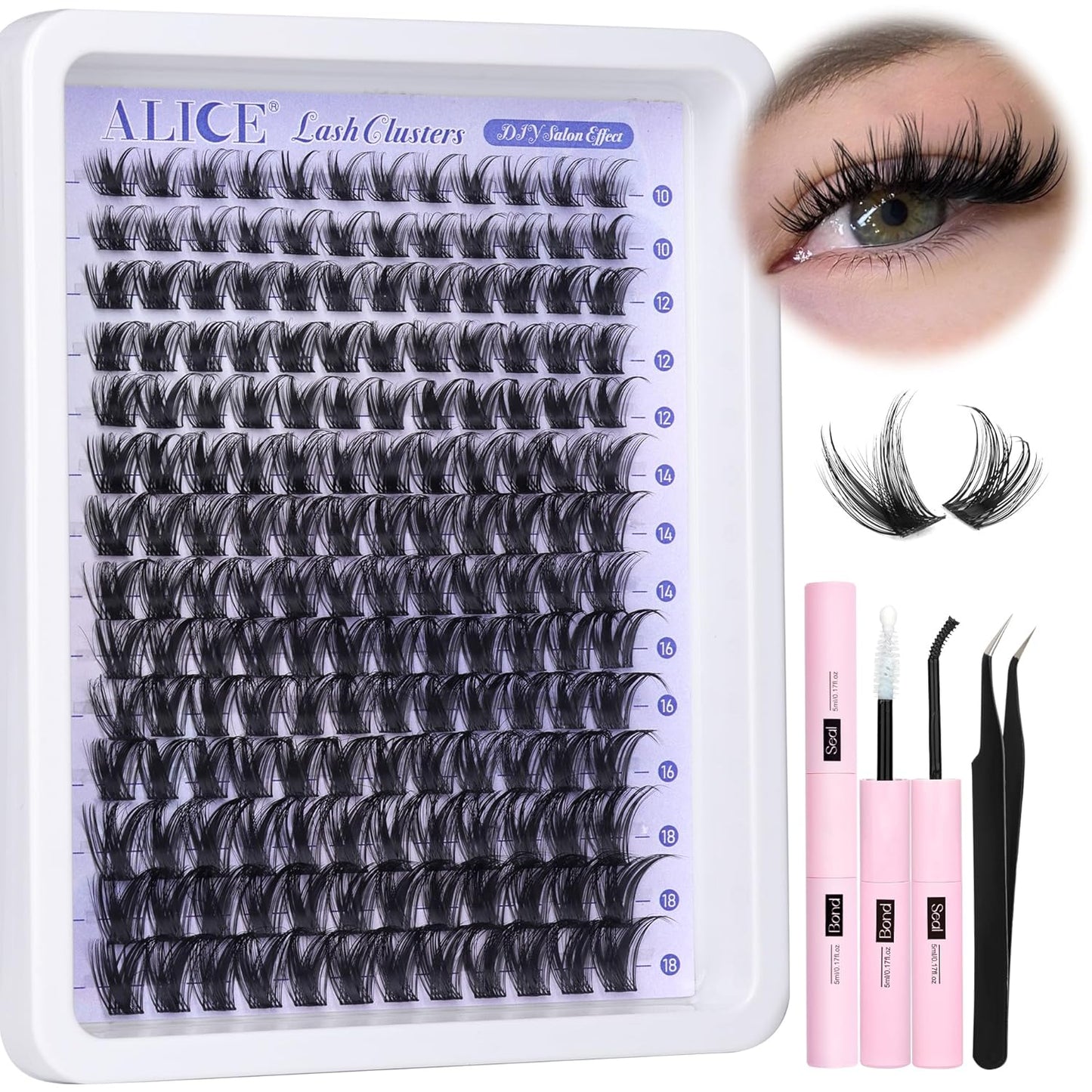 Natural Lash Clusters - Wispy Eyelash Extensions 168pcs | 8-16mm C-Curl, Soft Thin Band for a Natural Look