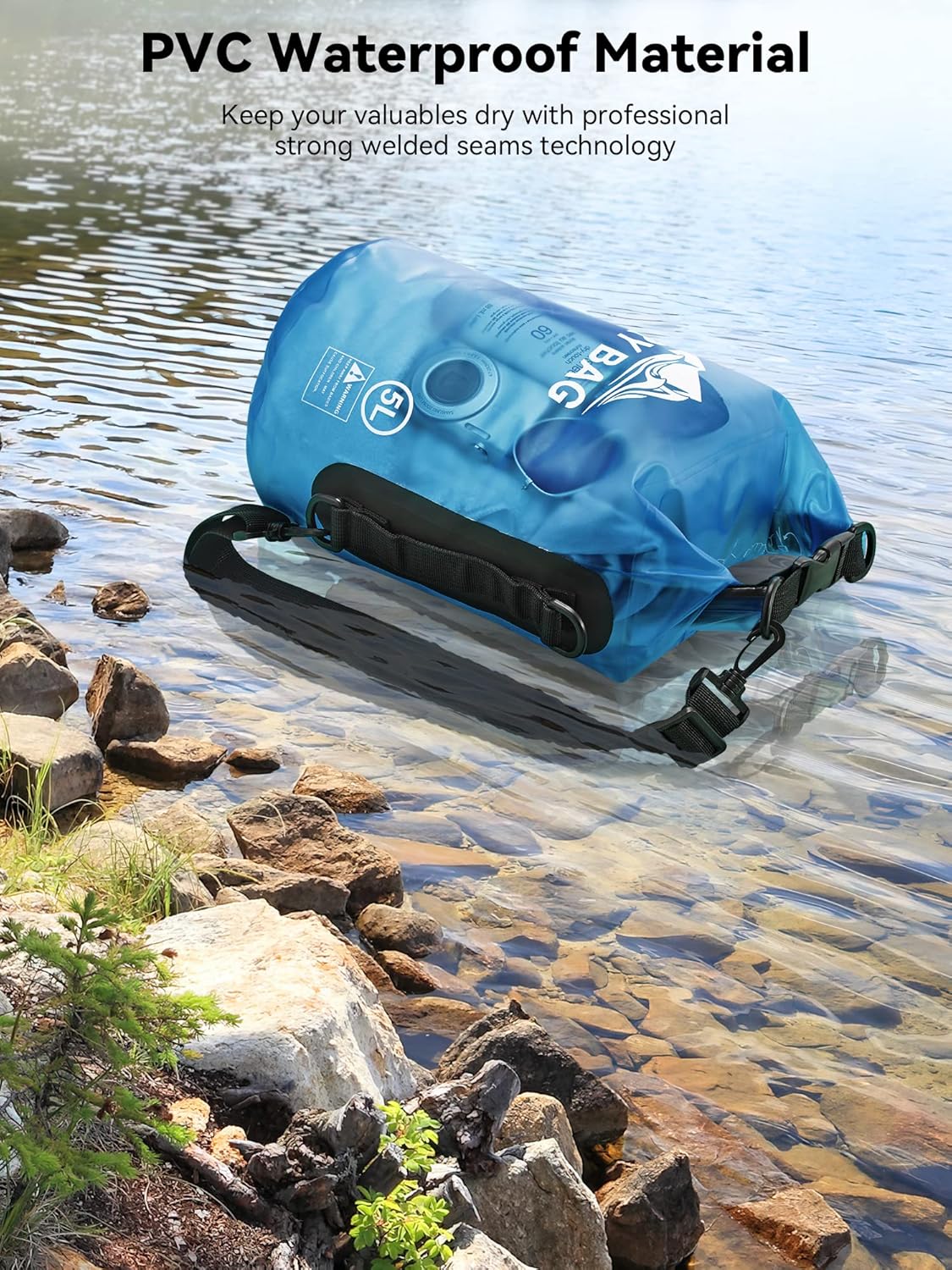 Waterproof Dry Bag - Lightweight Roll Top Storage Backpack for Travel, Swimming, Boating | 5L/10L/20L/30L/40L Sizes