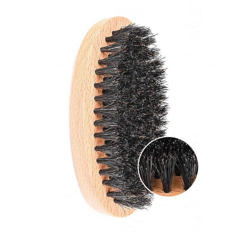 Menesia Beard Brush and Comb Set, Boar Bristle Hair Beard Brush Kit with Small Leather Travel Toiletry Bag Case for Men, Include Men's Wooden Mustache Comb