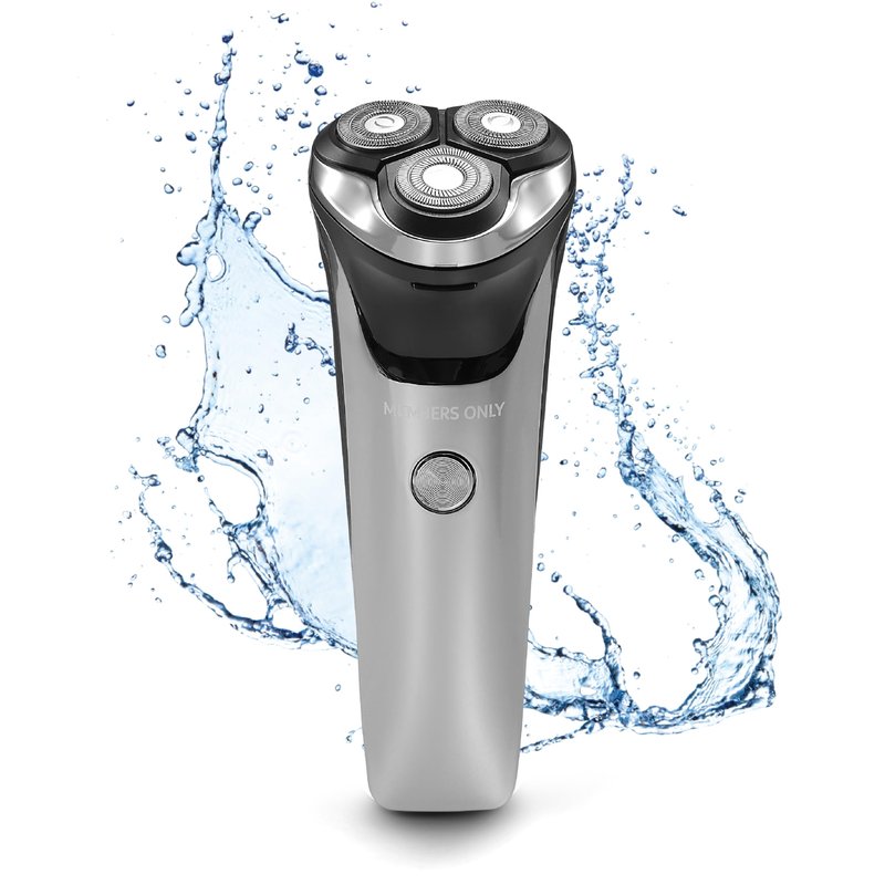 Members Only Electric Razor for Men, Lithium Metallic Cordless 3 Heads Rotary Shaver, Precision Trimming, Close Shave with Built-in Pop-up Trimmer, IPX6 Waterproof, USB Rechargeable Battery
