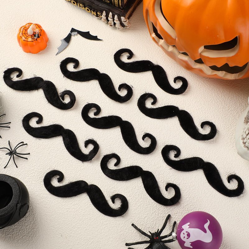 Knitgrip 12 Pcs Fake Mustaches Handlebar Self Adhesive Stick on Mustache Novelty False Facial Hair for Men Steampunk Halloween Christmas Party Supplies Costume(Black)