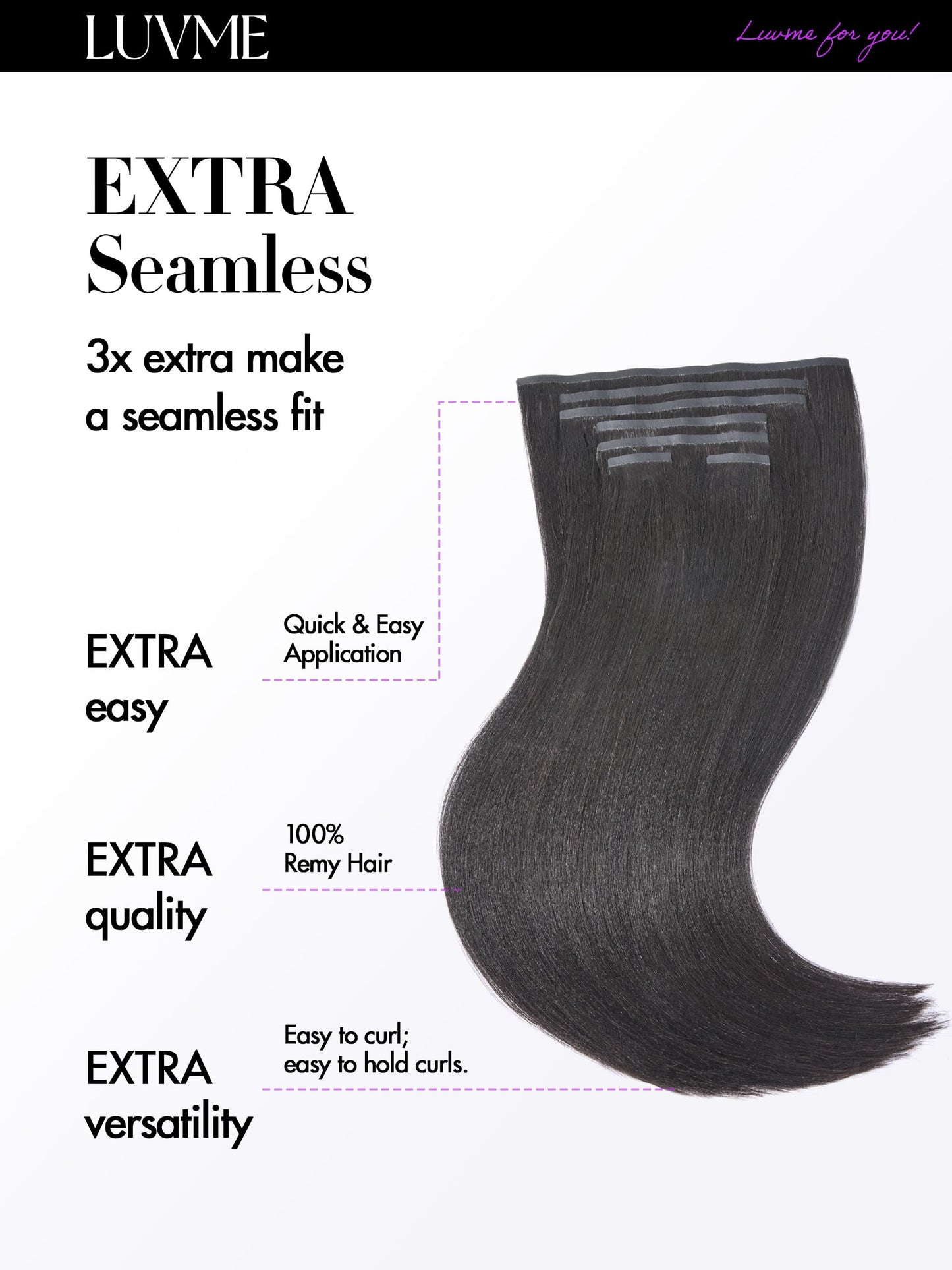 LUVME Yaki Straight Seamless Clip in Hair Extensions 110g, 18 Inch Natural Black, 100% Real Remy Human Hair, Soft Full Volume, Easy Clip Ins for Daily Wear, Work, Parties & Weddings