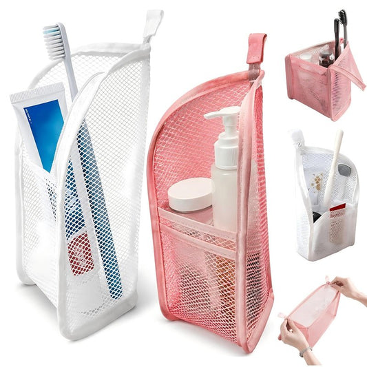 2Pcs Standing Toiletry Bag, Upright Waterproof Travel Toiletry Bag, Translucent Portable Foldable Makeup Cosmetic Bag, Leakproof Travel Organizer Pouch for Bathroom, Gym, Business Trip,Family Travel